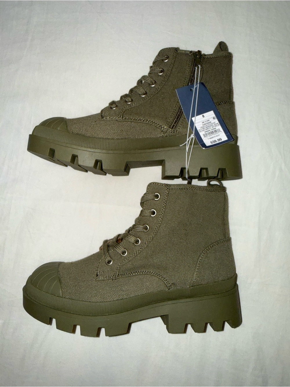 Green Combat Boots Size 8